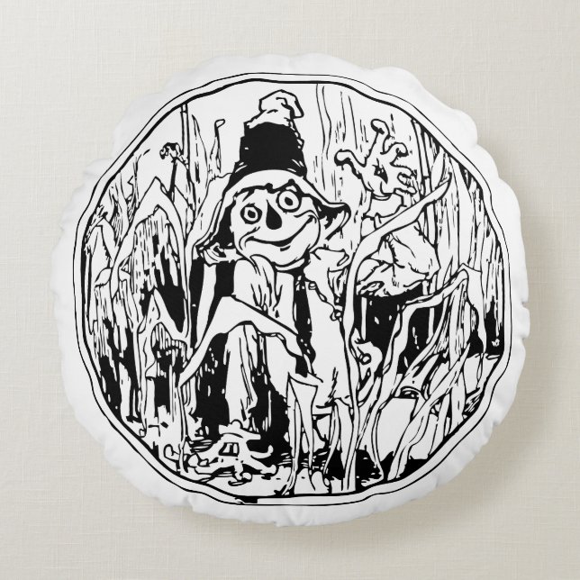 Scarecrow in the Corn Round Cushion (Front)