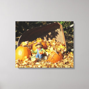 Scarecrow King on His Pumpkin Throne Canvas Print