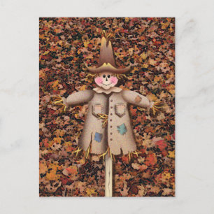 SCARECROW & LEAVES by SHARON SHARPE Postcard