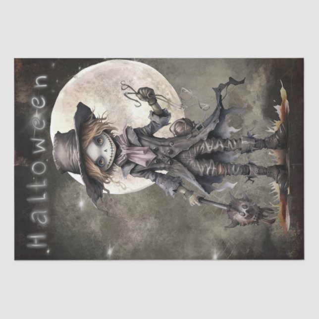 Scarecrow Moon Dead Halloween Tissue Paper (Front)