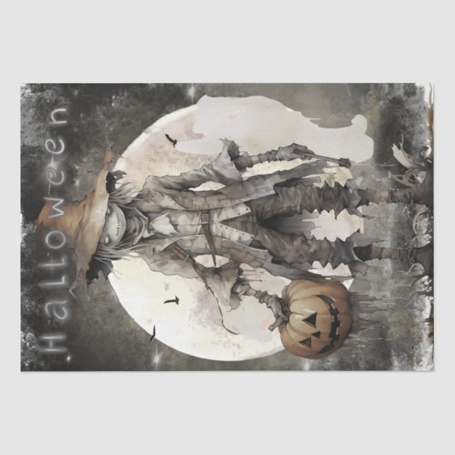 Scarecrow Moon Dead Halloween Tissue Paper (Front)