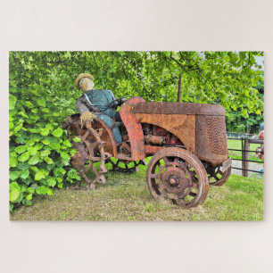 Scarecrow on an old rusty tractor, Ireland Jigsaw Puzzle
