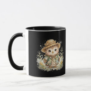 Scarecrow Owl in Cornfield Halloween Mug