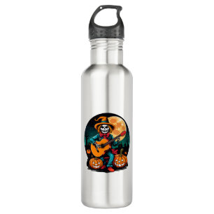 scarecrow plays guitar and celebrates halloween 710 ml water bottle