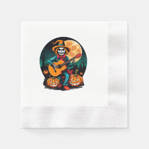 scarecrow plays guitar and celebrates halloween napkin