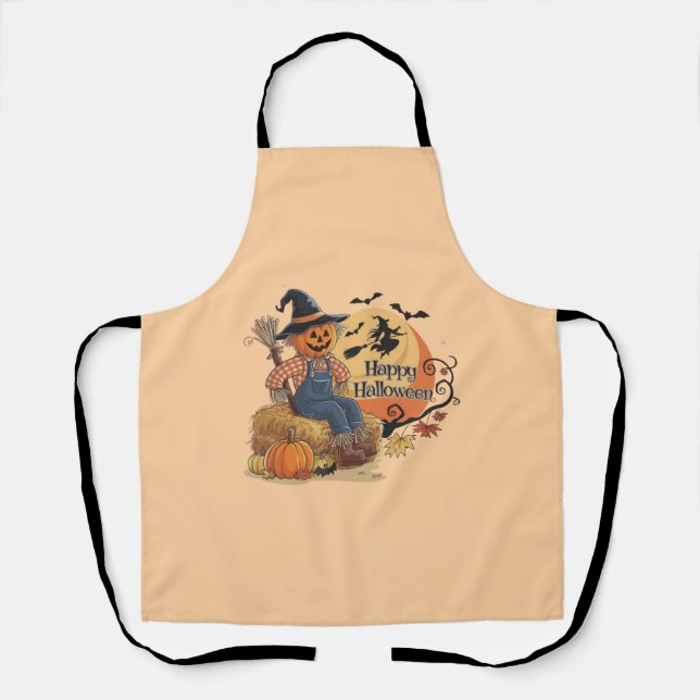 Scarecrow Pumpkin Halloween Rustic Vibes Art Apron (Front)