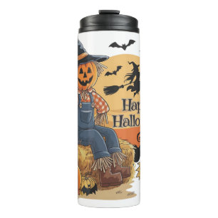 Scarecrow Pumpkin Halloween Rustic Vibes Art Thermal Tumbler