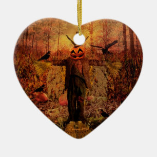 Scarecrow  Pumpkin Patch Heart Ornament