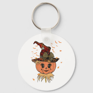 Scarecrow Pumpkin Reaper Head And Hat Fall Vintage Key Ring