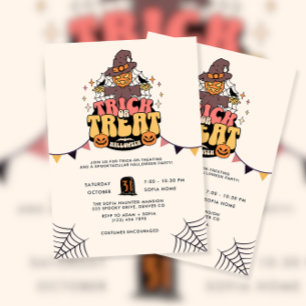 Scarecrow Pumpkin Trick or Treat Halloween Party Invitation