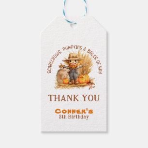 SCARECROW PUMPKINS & BALES OF HAY MODERN BIRTHDAY GIFT TAGS