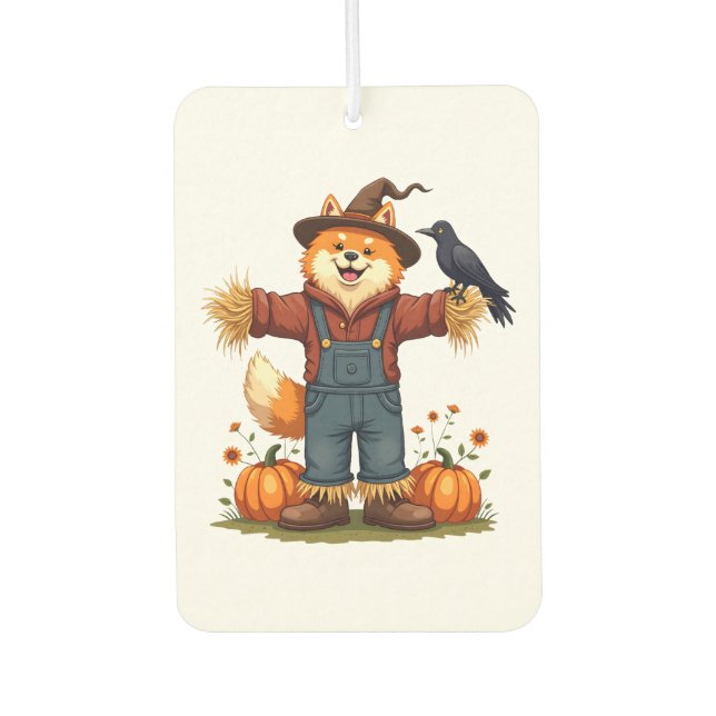 Scarecrow Samoyed Dog Car Air Freshener (Front)