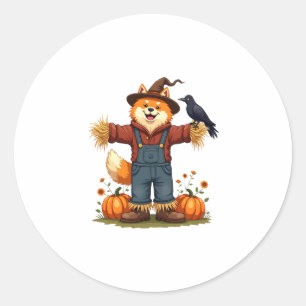 Scarecrow Samoyed Dog Classic Round Sticker