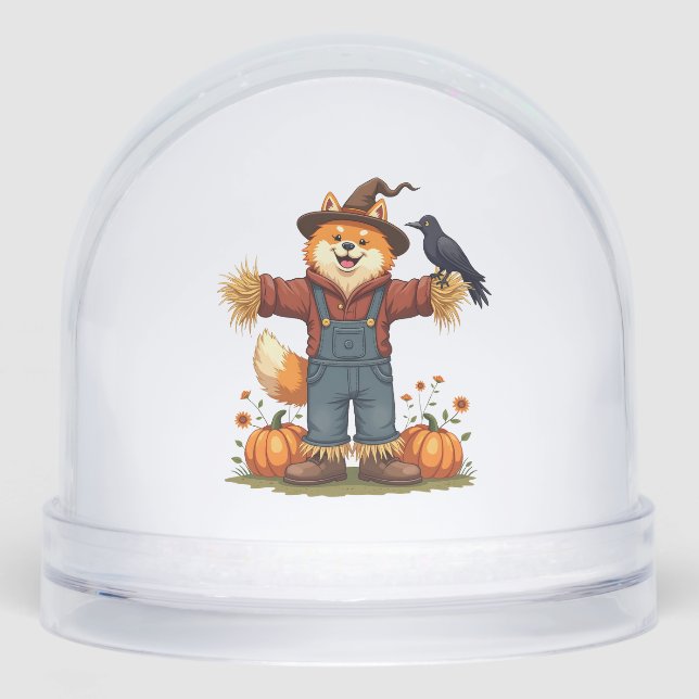 Scarecrow Samoyed Dog Snowglobe (Front)