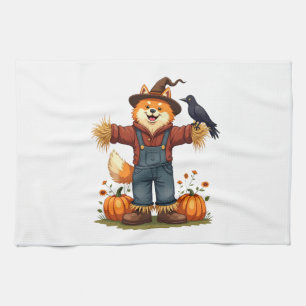 Scarecrow Samoyed Dog Tea Towel
