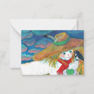 Scarecrow Talking to Swallow Illustration Card
