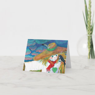 Scarecrow Talking to Swallow Illustration Card