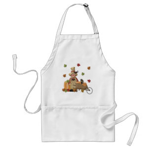 Scarecrow Wheelbarrow With Pumpkins Fall Scene Standard Apron