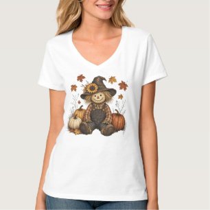 Scarecrow with Pumpkins Autumn Harvest Rustic T-Shirt