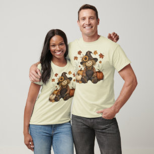 Scarecrow with Pumpkins Autumn Harvest Rustic T-Shirt
