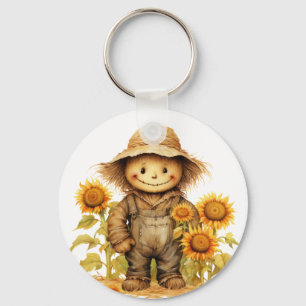 Scarecrow with Sunflower Key Ring