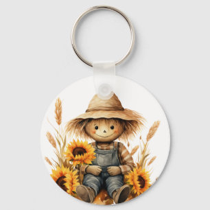 Scarecrow with Sunflower  Key Ring