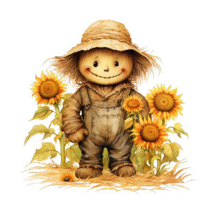 Scarecrow with Sunflower Napkin