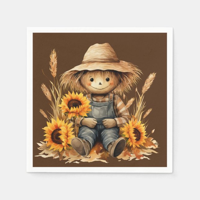 Scarecrow with Sunflower  Napkin (Front)