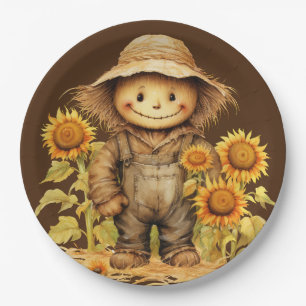Scarecrow with Sunflower Paper Plate