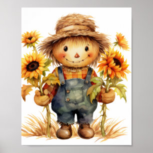 Scarecrow with Sunflower  Poster