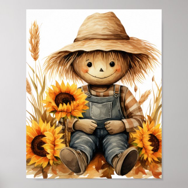 Scarecrow with Sunflower  Poster (Front)