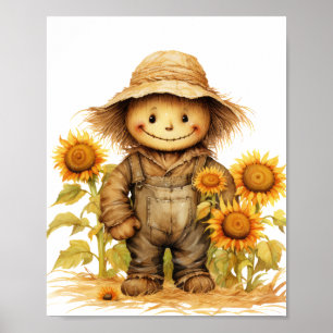 Scarecrow with Sunflower  Poster