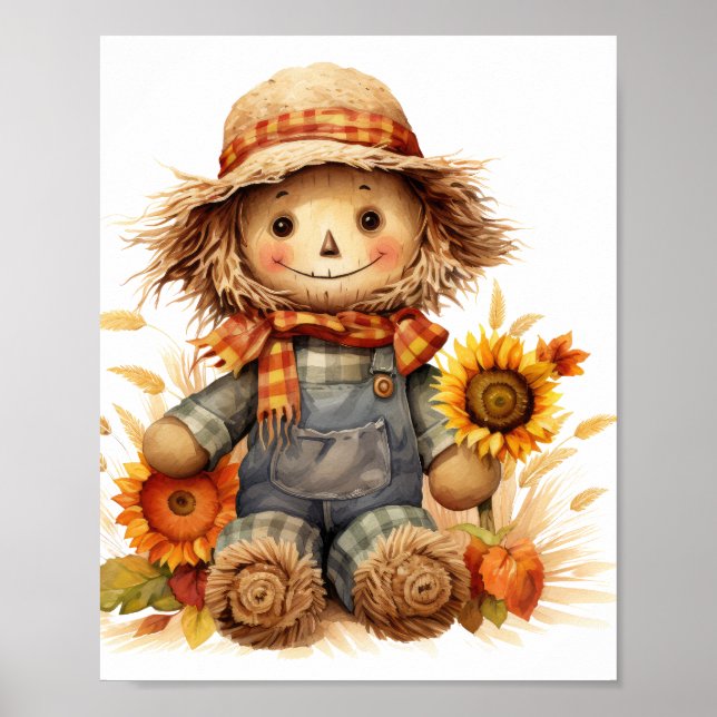Scarecrow with Sunflower  Poster (Front)