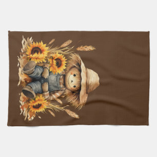Scarecrow with Sunflower  Tea Towel