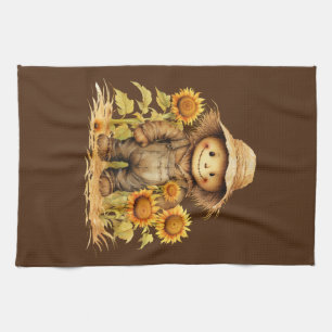 Scarecrow with Sunflower  Tea Towel