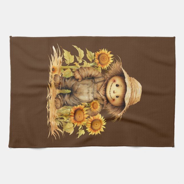 Scarecrow with Sunflower  Tea Towel (Horizontal)
