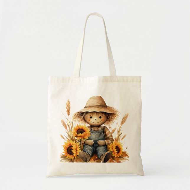 Scarecrow with Sunflower  Tote Bag (Front)