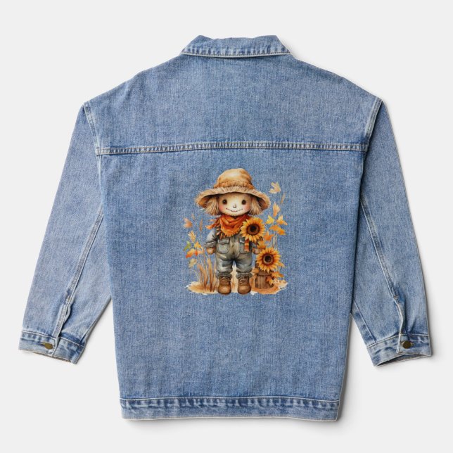 Scarecrow with Sunflowers  Denim Jacket (Back)