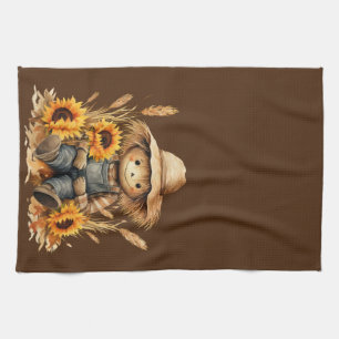 Scarecrow.With Sunflowers   Tea Towel