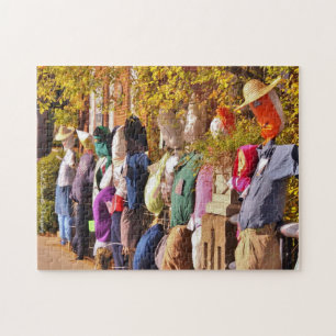 Scarecrows line Jaffrey, NH Street Jigsaw Puzzle