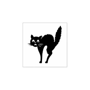 Scared Black Halloween Cat Kids Fun DIY Art Craft Rubber Stamp