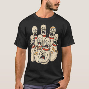 Scared Bowling Pins Cartoon Bowling Humor League N T-Shirt