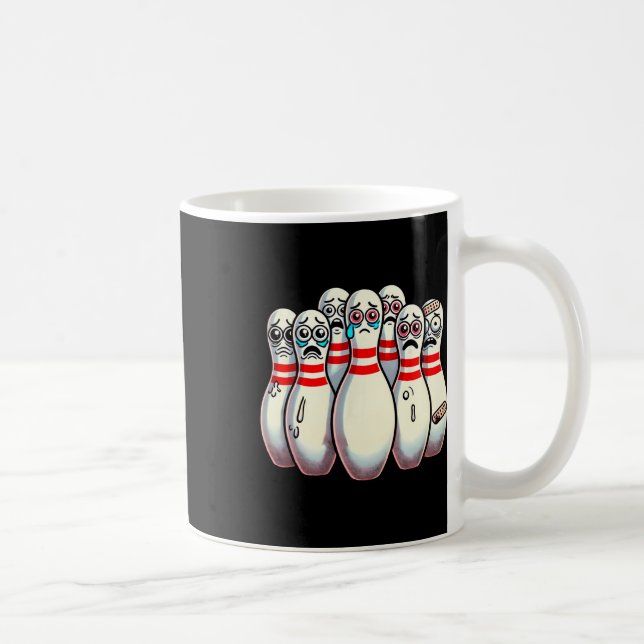 Scared Bowling Pins Cartoon Fun Bowler Humourous M Coffee Mug (Right)
