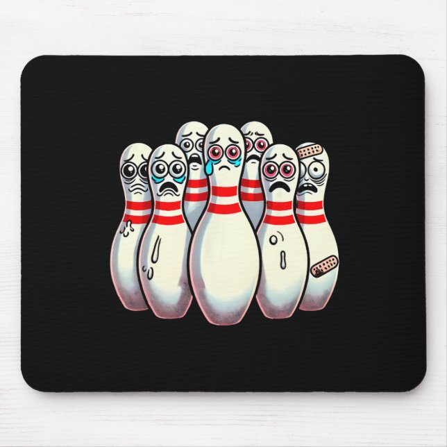 Scared Bowling Pins Cartoon Fun Bowler Humourous M Mouse Mat (Front)