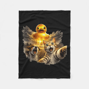 Scared cat and dog giant rubber duck ufo design fleece blanket