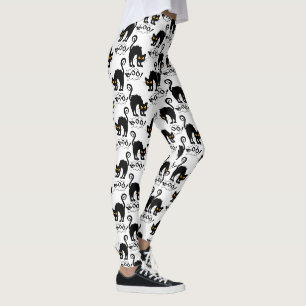 scared cat pattern leggings