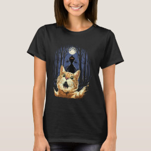 Scared Cat Selfie Cat Flatwoods Monster Cryptid Cr T-Shirt