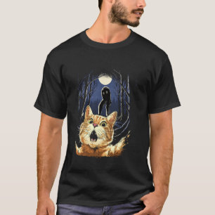 Scared Cat Selfie Cat With Fresno Monster Cryptid T-Shirt