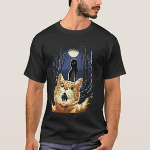 Scared Cat Selfie Cat With Fresno Monster Cryptid T-Shirt