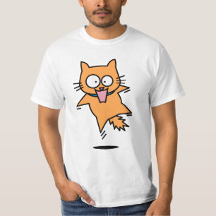Scared cat tabby orange jump surprised nervous fun T-Shirt